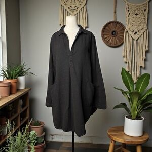 CP Shades 100% Cotton Black Tunic Dress Size M | Oversized Collared Shirt Dress